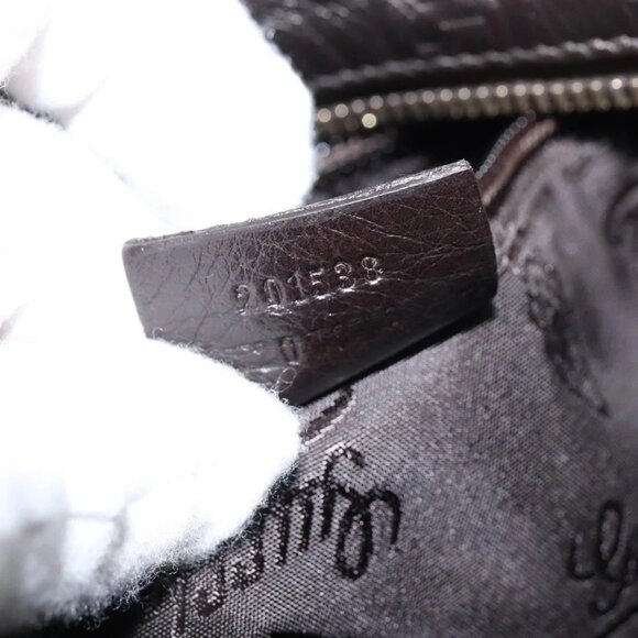 GUCCI Guccissima GG Canvas Shoulder Bag Leather Gray Gold 201538 Auth 147723 - Picture 11 of 16